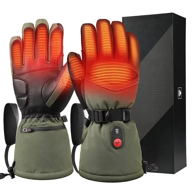 Heated Gloves Electric - 녹색 7.4V 3000mAh 야외용 보온 스키