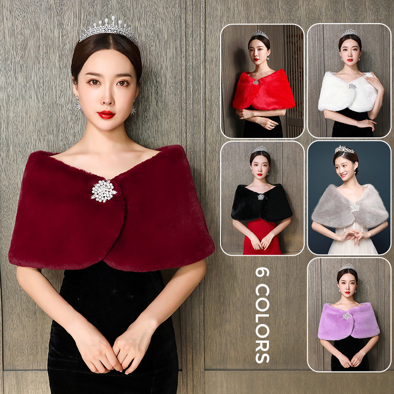 Winter Clothing Pk - 여성 신부 목도리 웨딩 케이프 가짜
