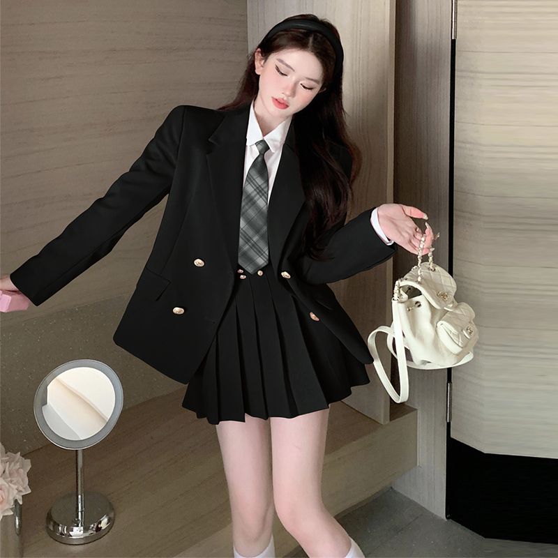 청순 섹시 여학생 대학생 스타일 세트 숏 재킷, 플리츠 - Winter Clothing Pk 리뷰 및 가격