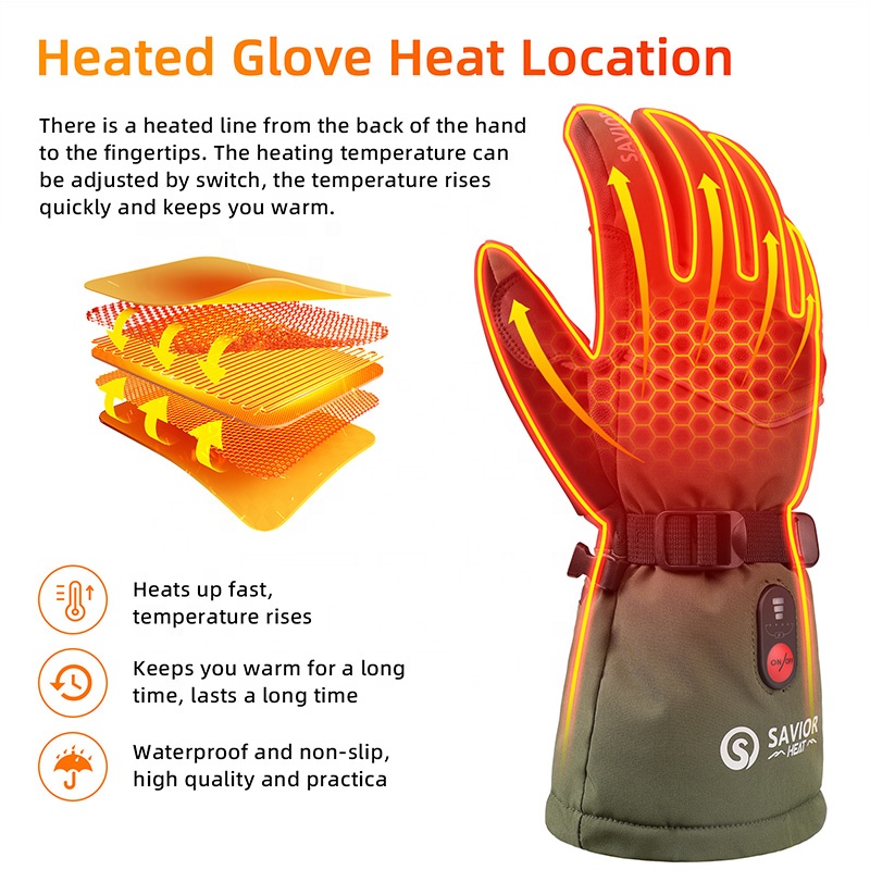 녹색 7.4V 3000mAh 야외용 보온 스키 장갑,  - Heated Gloves Electric 리뷰 및 가격