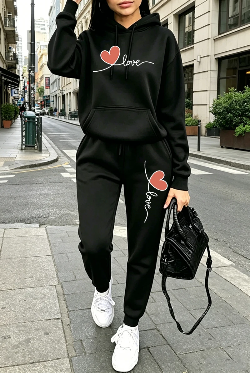 여성 트레이닝복 프린트 캐주얼 긴팔 후드티 스웨트셔츠  - Winter Clothing For Women 리뷰 및 가격